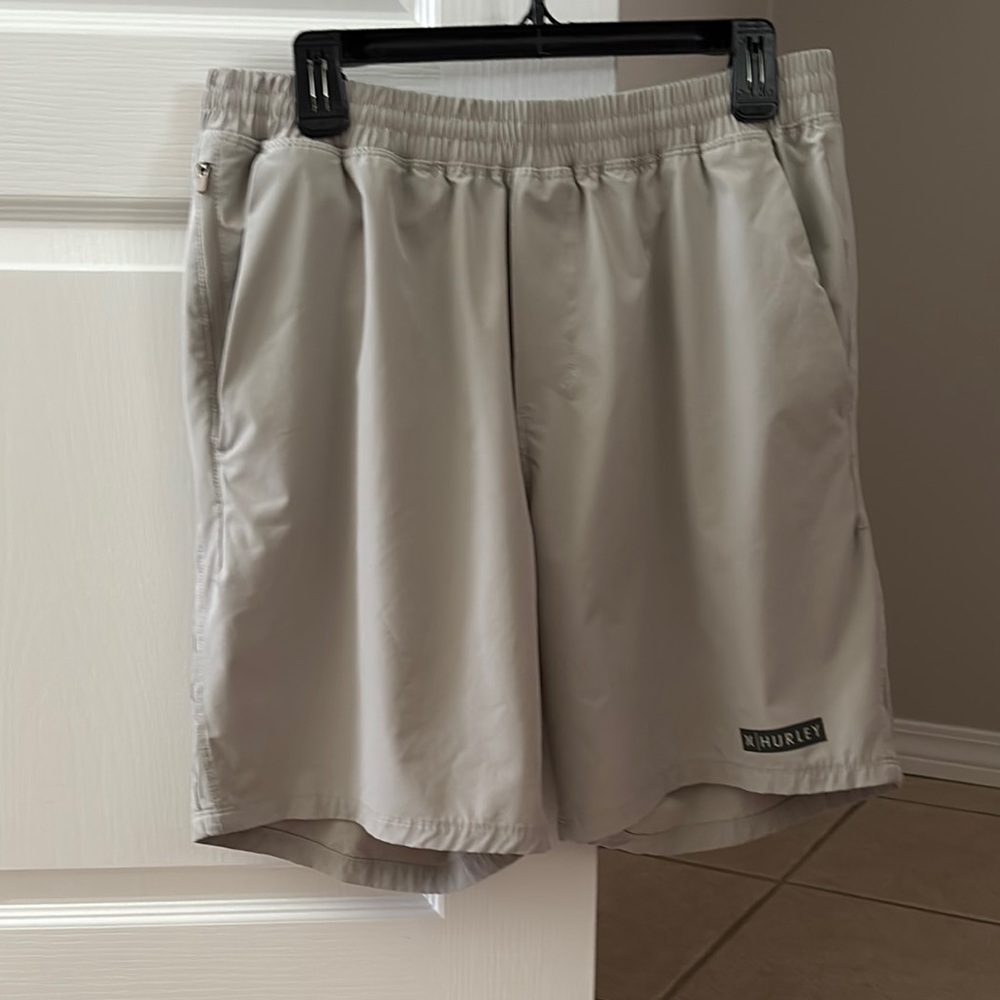Hurley Gray Athletic Shorts Elastic Waistband Lightweight